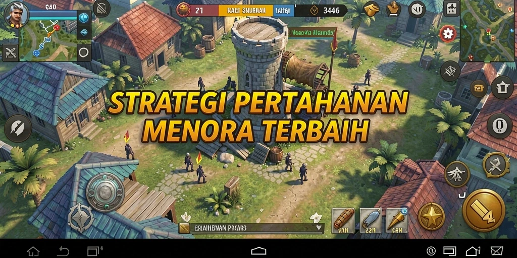 Tampilan gameplay menara pertahanan yang seru dan strategis.