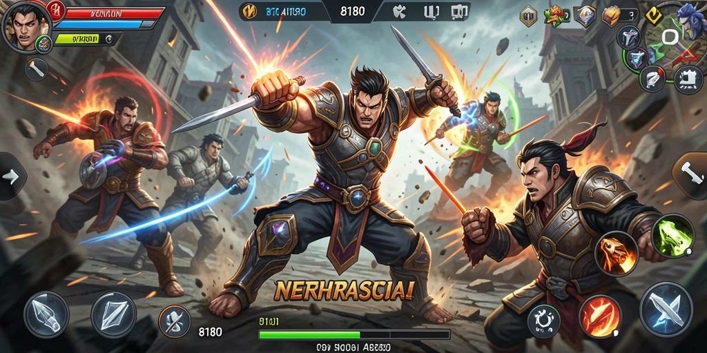 Screenshot menampilkan aksi pertarungan intens dalam 8180.