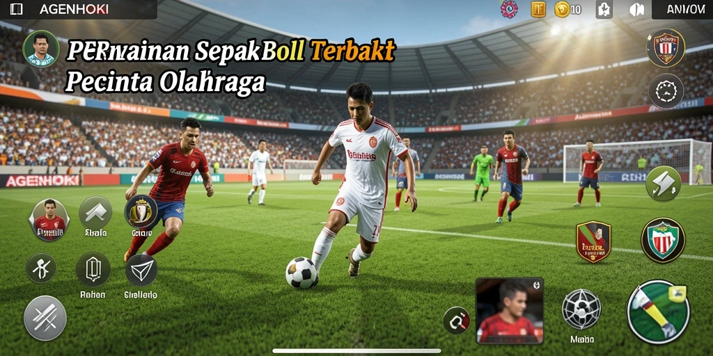 Tampilan gameplay AGENHOKI dengan aksi sepak bola yang mendebarkan.