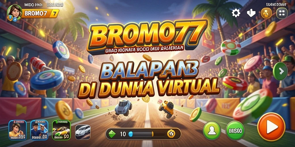 Tangkapan layar gameplay BROMO77 menampilkan aksi balapan yang menegangkan.