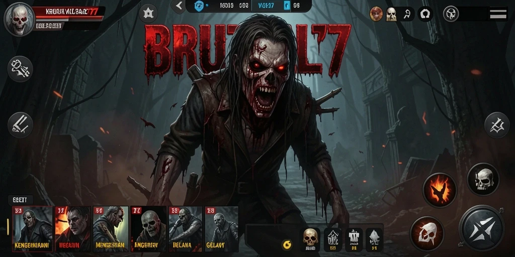 Gameplay menakutkan di dunia suram BRUTAL77.