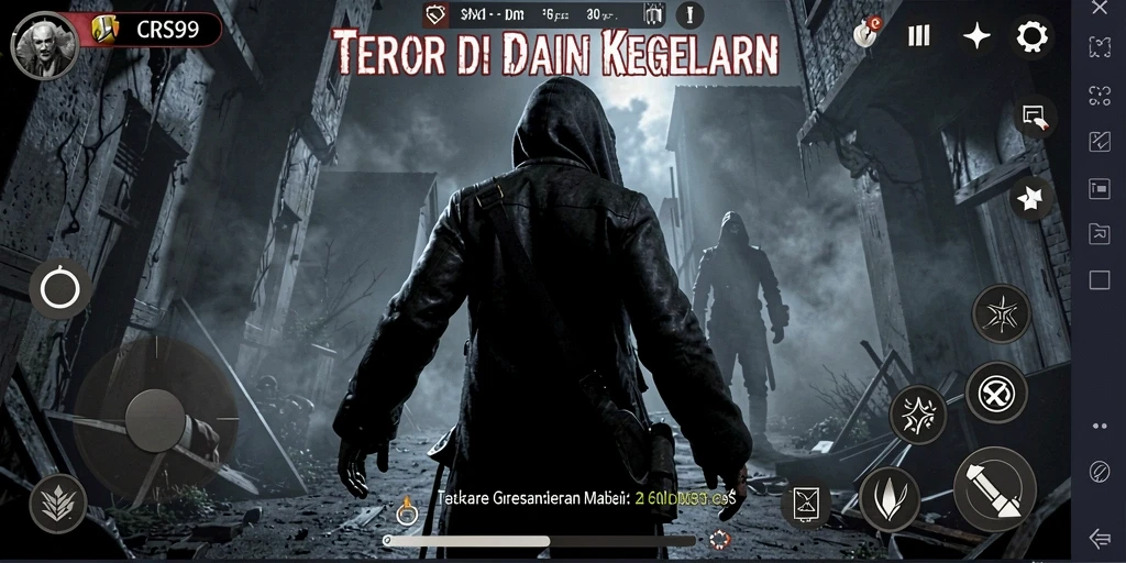 Tangkapan layar gameplay CRS99 yang menunjukkan suasana mencekam dan elemen Horror.