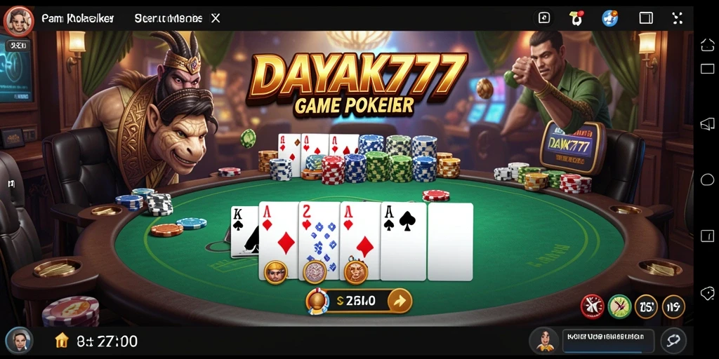 Tampilan menarik dari gameplay poker di DAYAK777.