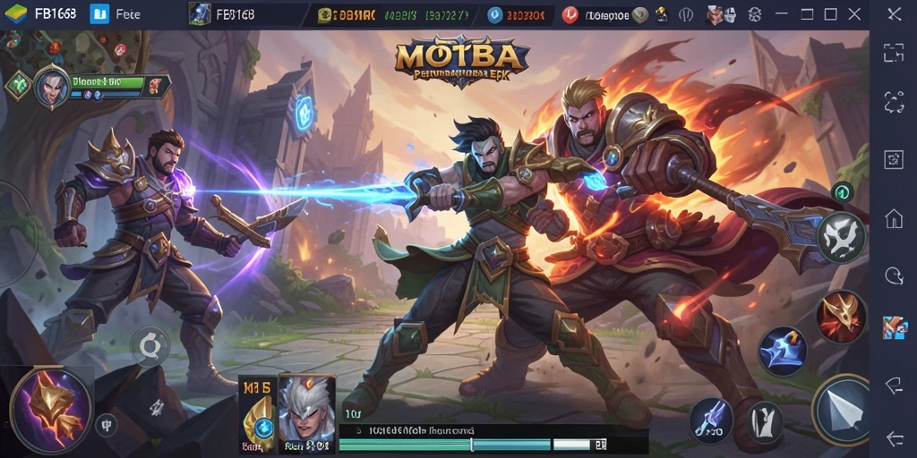 Tampilan menakjubkan dari aksi pertarungan dalam gameplay MOBA.
