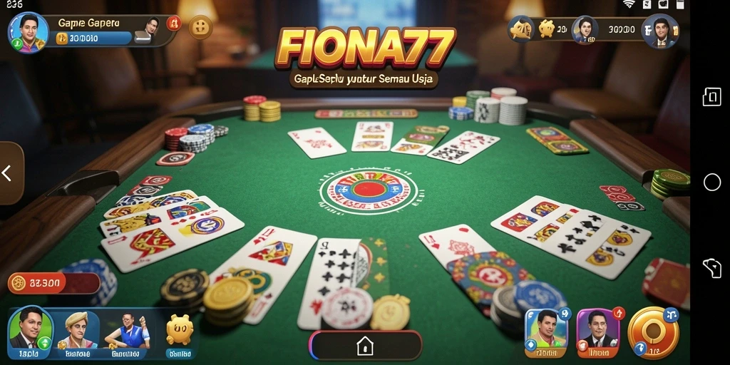 Screenshot FIONA77 menampilkan pemain yang sedang asyik bermain Gaple.