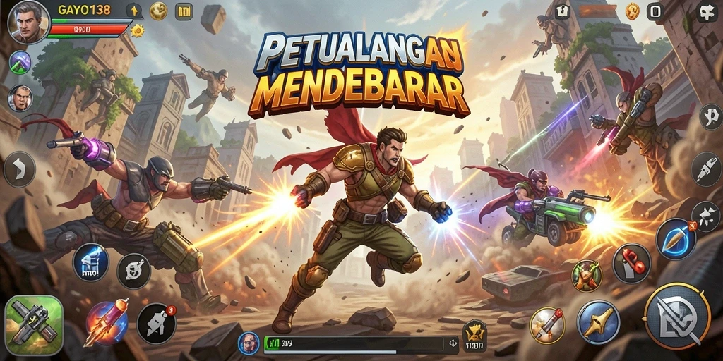 Tampilan gameplay seru GAYO138 dalam pertempuran aksi.
