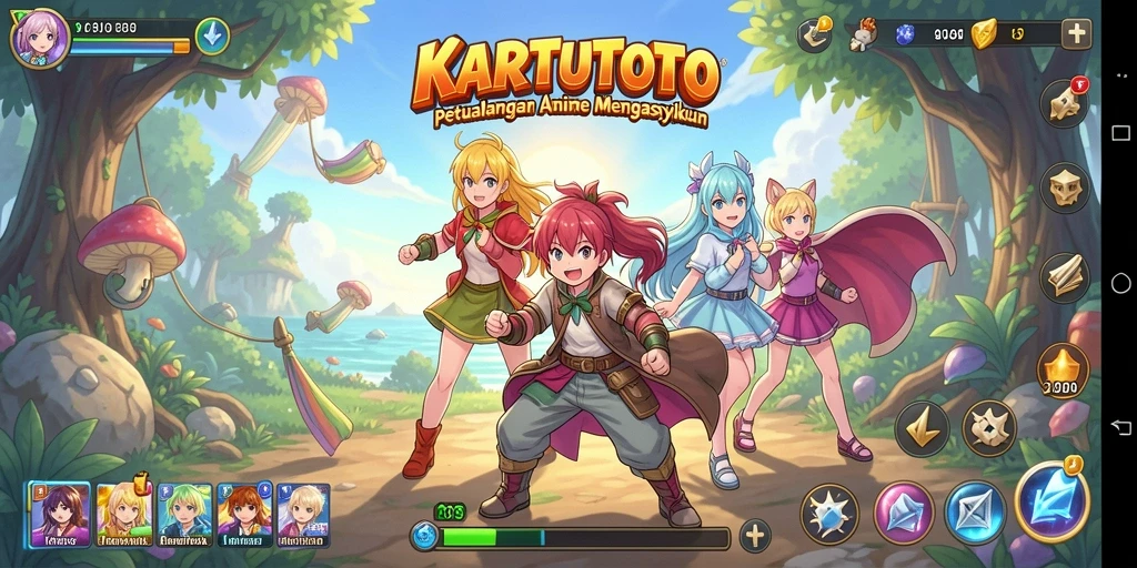 Tampilan gameplay menegangkan di KARTUTOTO dengan karakter Anime.