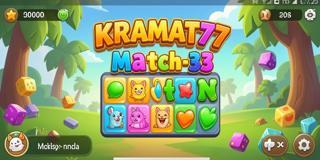 Tampilan gameplay menantang dalam KRAMAT77, penuh warna dan seru.