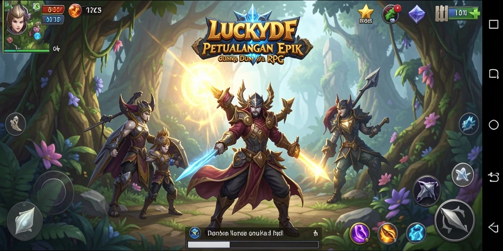 Gameplay seru LUCKYDF dengan pertempuran epik dan karakter unik.