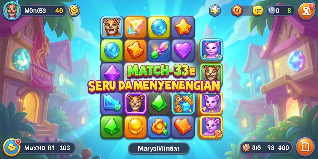 Tampilan colorful gameplay MAXWIN88 yang penuh tantangan mencocokkan permata.