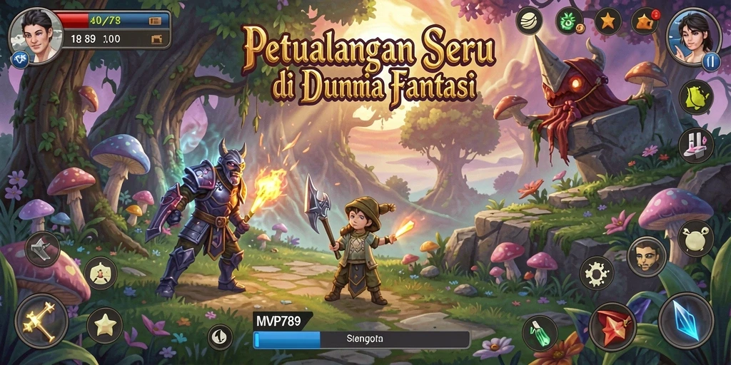 Tampilan gameplay seru di dunia petualangan yang menawan.
