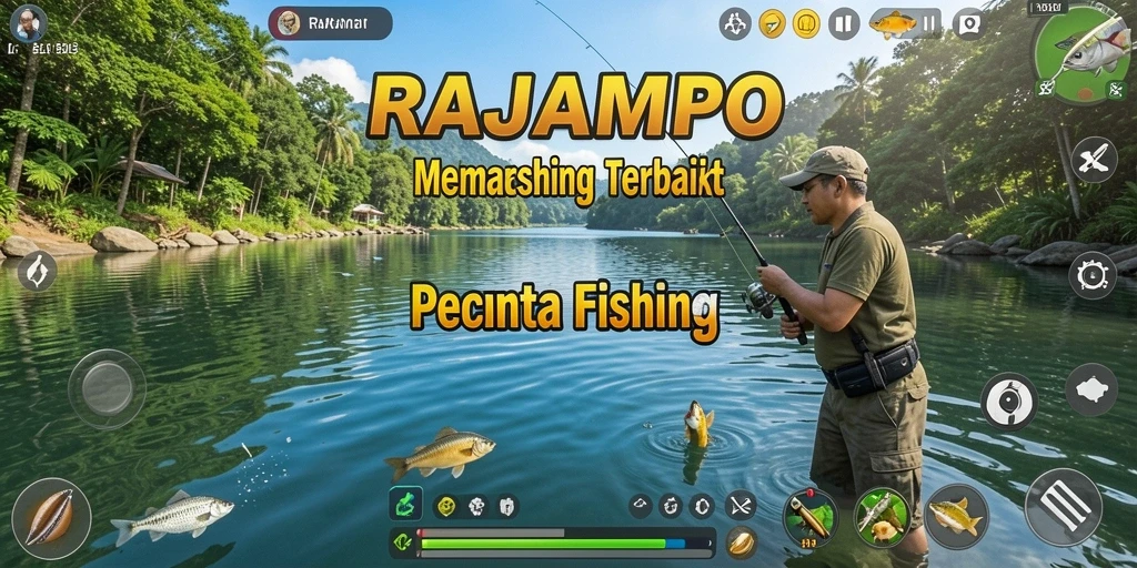 Gameplay memancing seru di RAJAMPO dengan grafis menawan.