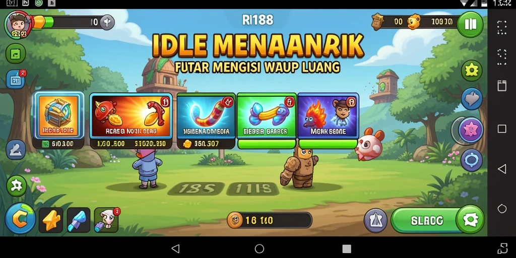 Tangkapan layar utama RI188 menunjukkan gameplay Idle yang menawan.