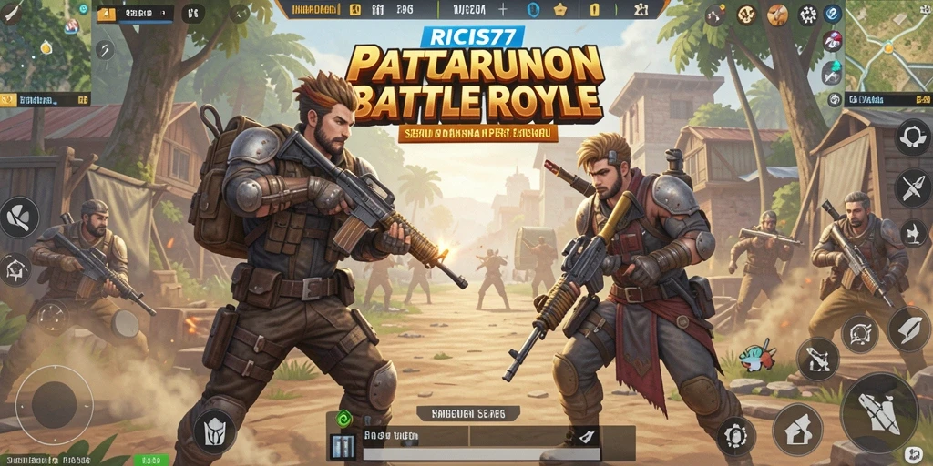 Screenshot gameplay RICIS77 menampilkan aksi seru dalam pertempuran Battle Royale.