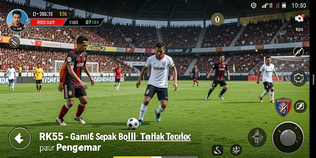 Tampilan gameplay RK55 yang menegangkan saat bermain sepak bola.