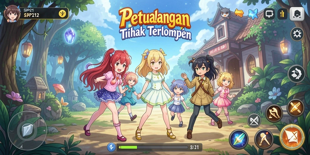 Tampilan gameplay SP212 dengan karakter Anime yang dinamis dan menarik.