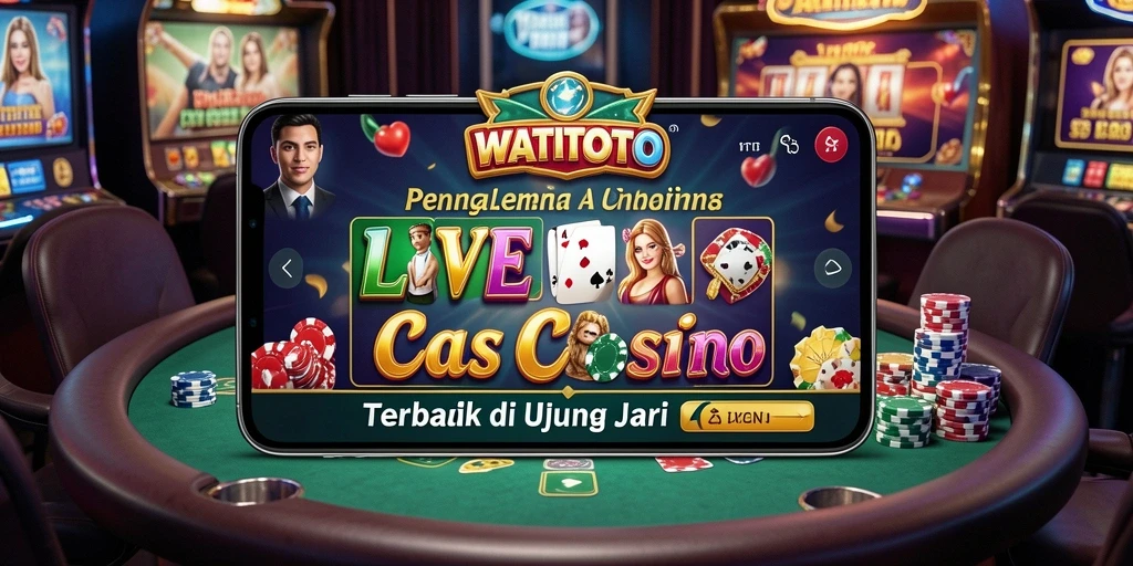 Screenshot gameplay WATITOTO menampilkan dealer profesional di meja permainan Live Casino.